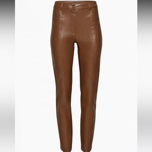 Aritzia Vegan Leather Rebel Pants - Cognac